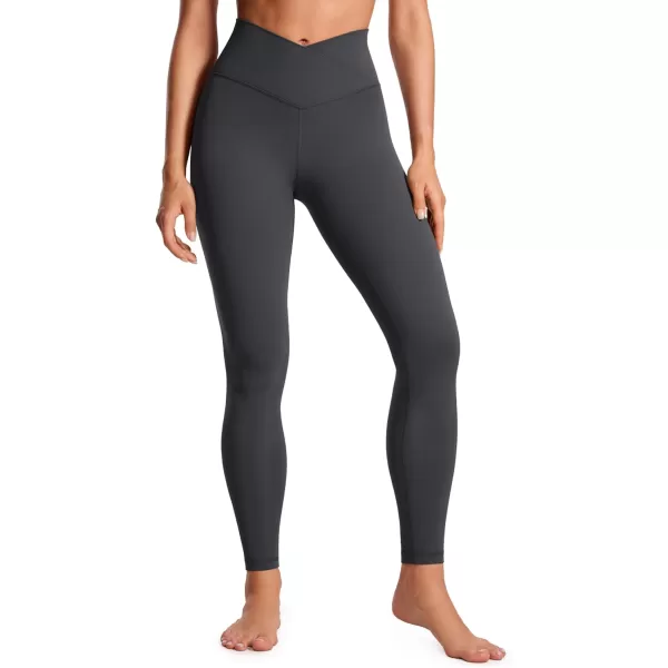 CRZ YOGA Womens Butterluxe Cross Waist Workout Leggings 25  28  V Crossover High Waisted Gym Athletic Yoga LeggingsMysterious Grey