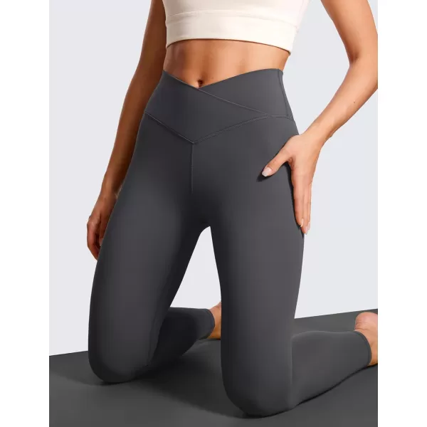 CRZ YOGA Womens Butterluxe Cross Waist Workout Leggings 25  28  V Crossover High Waisted Gym Athletic Yoga LeggingsMysterious Grey