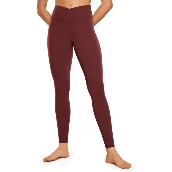 CRZ YOGA Womens Butterluxe Cross Waist Workout Leggings 25  28  V Crossover High Waisted Gym Athletic Yoga LeggingsNoctilucence Red