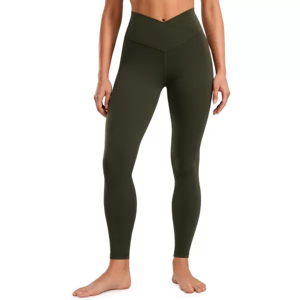 CRZ YOGA Womens Butterluxe Cross Waist Workout Leggings 25  28  V Crossover High Waisted Gym Athletic Yoga LeggingsOlive Green