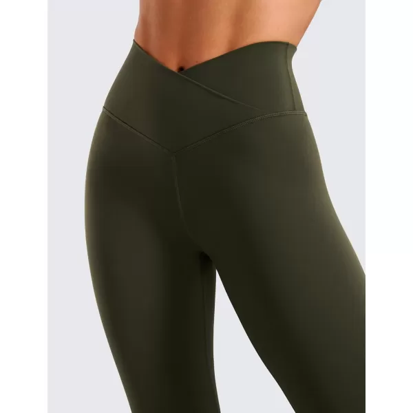 CRZ YOGA Womens Butterluxe Cross Waist Workout Leggings 25  28  V Crossover High Waisted Gym Athletic Yoga LeggingsOlive Green