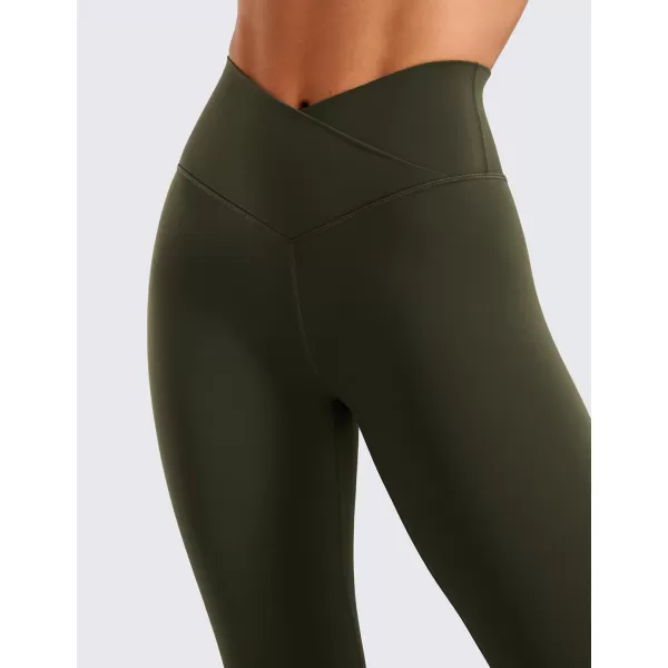 CRZ YOGA Womens Butterluxe Cross Waist Workout Leggings 25  28  V Crossover High Waisted Gym Athletic Yoga LeggingsOlive Green