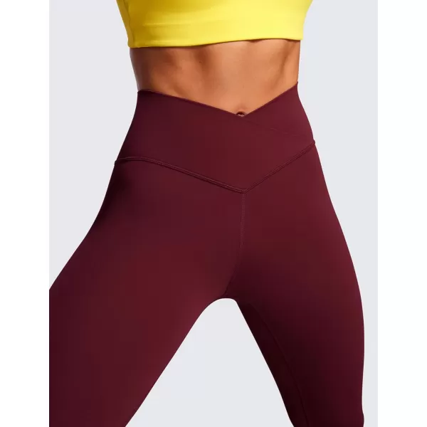 CRZ YOGA Womens Butterluxe Cross Waist Workout Leggings 25  28  V Crossover High Waisted Gym Athletic Yoga LeggingsRed Merlot