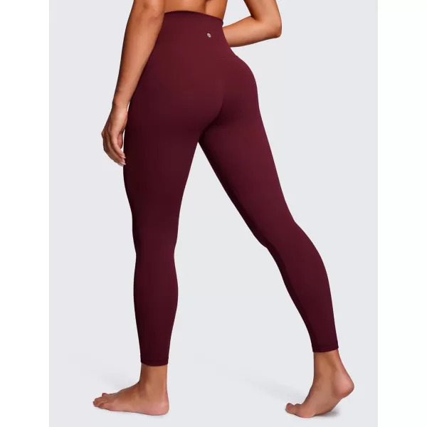 CRZ YOGA Womens Butterluxe Cross Waist Workout Leggings 25  28  V Crossover High Waisted Gym Athletic Yoga LeggingsRed Merlot