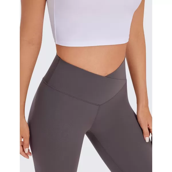 CRZ YOGA Womens Butterluxe Cross Waist Workout Leggings 25  28  V Crossover High Waisted Gym Athletic Yoga LeggingsTornado Grey