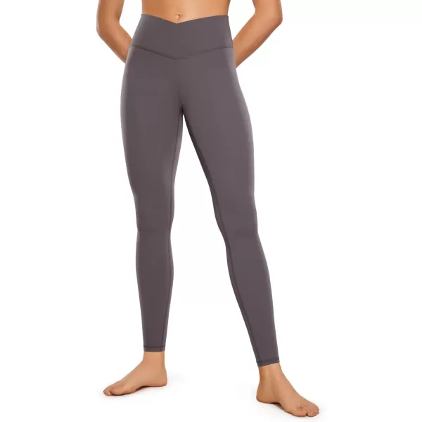 CRZ YOGA Womens Butterluxe Cross Waist Workout Leggings 25  28  V Crossover High Waisted Gym Athletic Yoga LeggingsTornado Grey