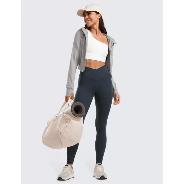 CRZ YOGA Womens Butterluxe Cross Waist Workout Leggings 25  28  V Crossover High Waisted Gym Athletic Yoga LeggingsTrue Navy