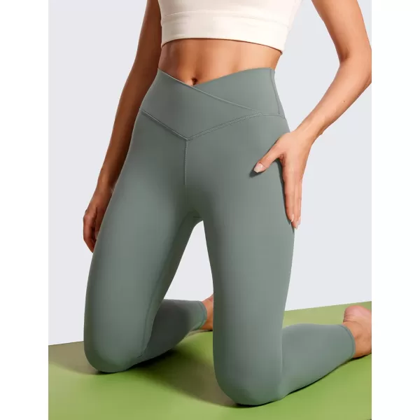 CRZ YOGA Womens Butterluxe Cross Waist Workout Leggings 25  28  V Crossover High Waisted Gym Yoga Leggings25 inches Grey Sage