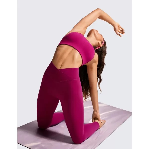 CRZ YOGA Womens Butterluxe Cross Waist Workout Leggings 25  28  V Crossover High Waisted Gym Yoga Leggings28 inches Magenta Purple