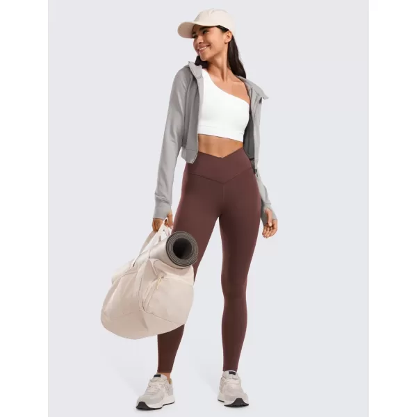 CRZ YOGA Womens Butterluxe Cross Waist Workout Leggings 25  28  V Crossover High Waisted Gym Yoga Leggings28 inches Taupe