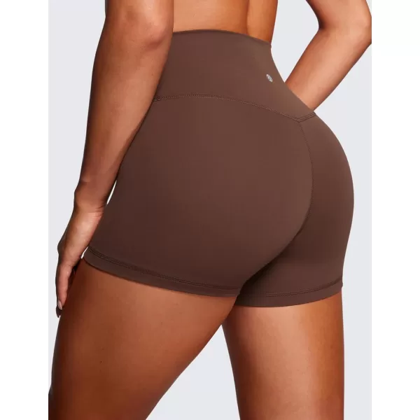 CRZ YOGA Womens Butterluxe Crossover Biker Shorts 3  5  Criss Cross High Waisted Workout Yoga Shorts Buttery SoftCoffee Brown