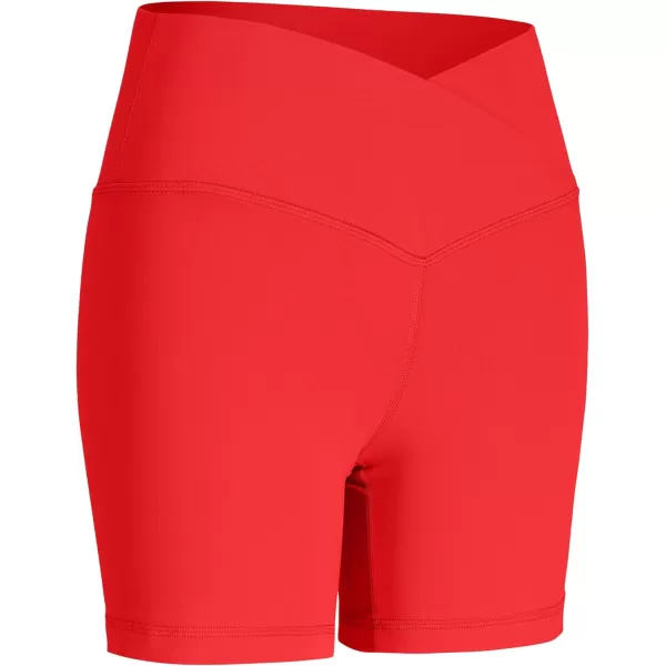 CRZ YOGA Womens Butterluxe Crossover Biker Shorts 3  5  Criss Cross High Waisted Workout Yoga Shorts Buttery SoftDeep Red