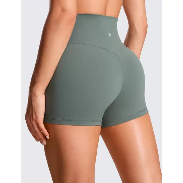 CRZ YOGA Womens Butterluxe Crossover Biker Shorts 3  5  Criss Cross High Waisted Workout Yoga Shorts Buttery SoftGrey Sage