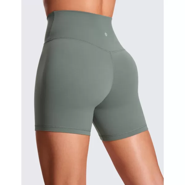 CRZ YOGA Womens Butterluxe Crossover Biker Shorts 3  5  Criss Cross High Waisted Workout Yoga Shorts Buttery SoftGrey Sage