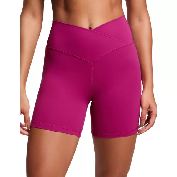 CRZ YOGA Womens Butterluxe Crossover Biker Shorts 3  5  Criss Cross High Waisted Workout Yoga Shorts Buttery SoftMagenta Purple