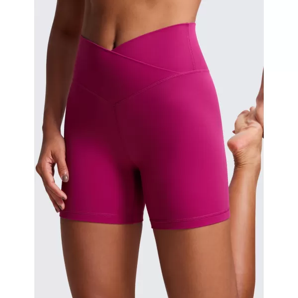 CRZ YOGA Womens Butterluxe Crossover Biker Shorts 3  5  Criss Cross High Waisted Workout Yoga Shorts Buttery SoftMagenta Purple