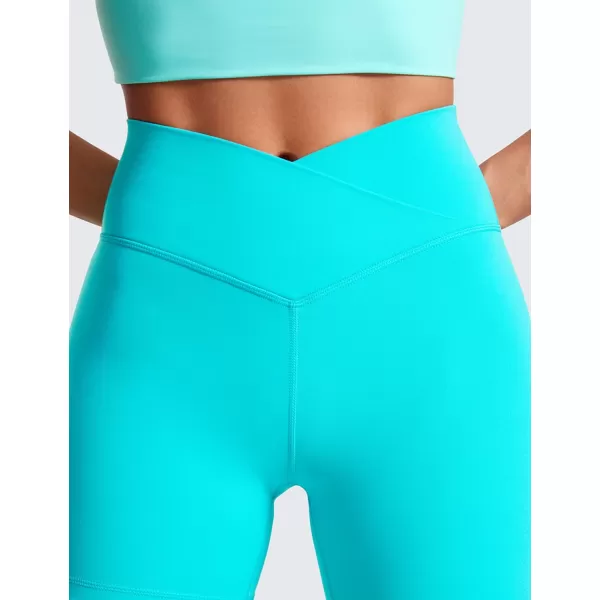 CRZ YOGA Womens Butterluxe Crossover Biker Shorts 3  5  Criss Cross High Waisted Workout Yoga Shorts Buttery SoftNeon Spectral Blue