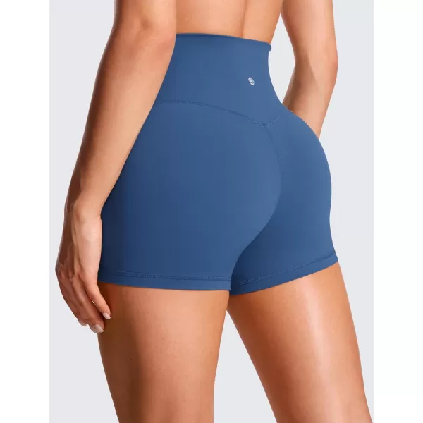 CRZ YOGA Womens Butterluxe Crossover Biker Shorts 3  5  Criss Cross High Waisted Workout Yoga Shorts Buttery SoftPitch Blue