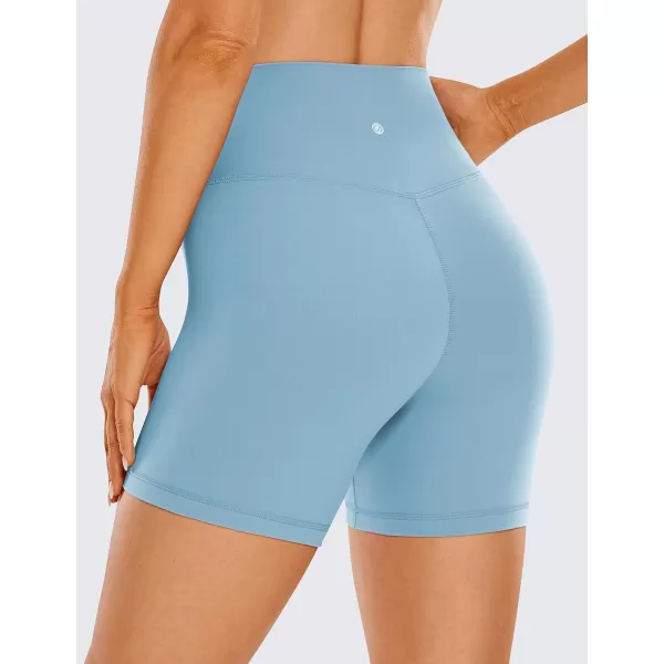 CRZ YOGA Womens Butterluxe Crossover Biker Shorts 3  5  Criss Cross High Waisted Workout Yoga Shorts Buttery SoftPure Blue