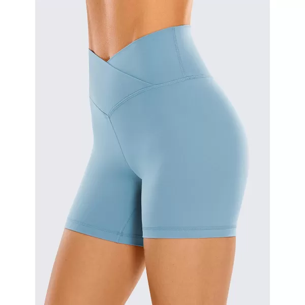 CRZ YOGA Womens Butterluxe Crossover Biker Shorts 3  5  Criss Cross High Waisted Workout Yoga Shorts Buttery SoftPure Blue