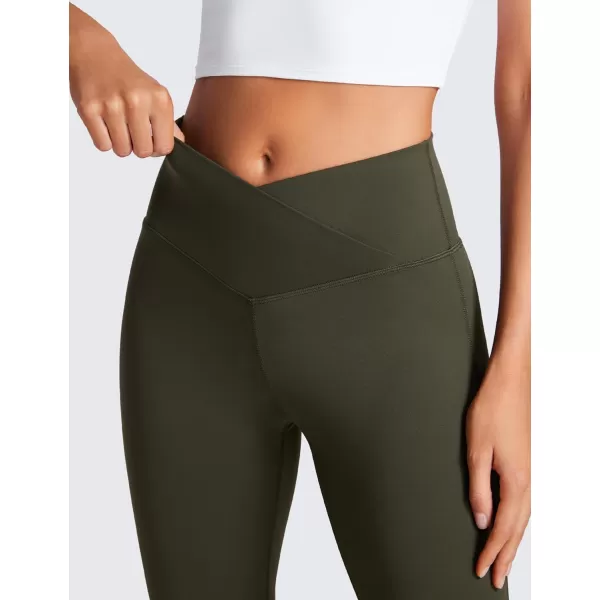 CRZ YOGA Womens Butterluxe Crossover Flare Capris Leggings 256  High Waist V Cross Bootcut Lounge Casual Yoga Pants256 inches Olive Green