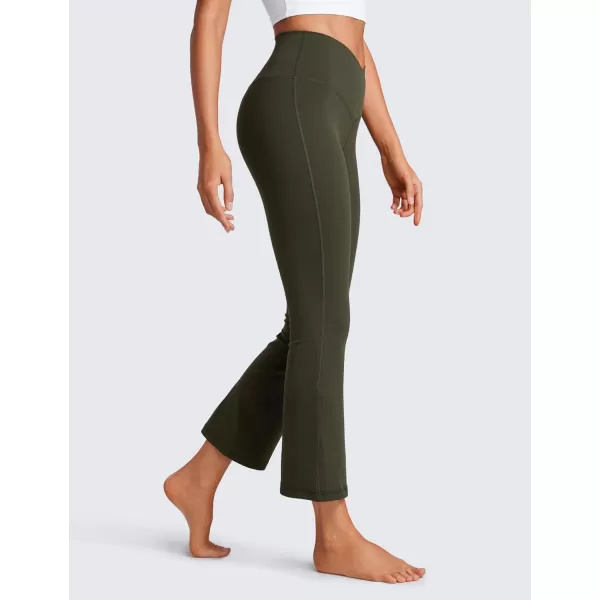 CRZ YOGA Womens Butterluxe Crossover Flare Capris Leggings 256  High Waist V Cross Bootcut Lounge Casual Yoga Pants256 inches Olive Green