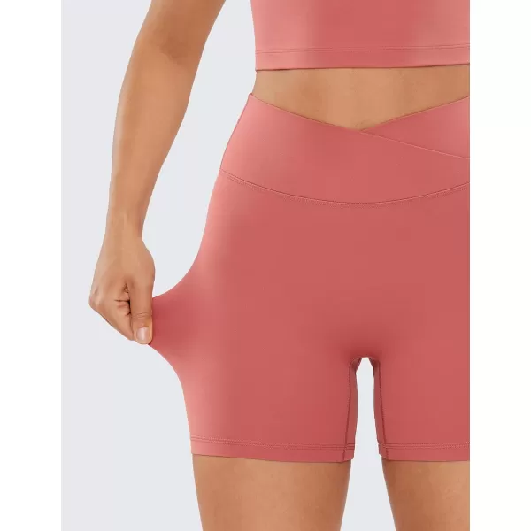 CRZ YOGA Womens Butterluxe Crossover Scrunch Butt Biker Shorts 3  5  High Waist No Front Seam Workout Yoga Booty ShortsBriar Rose