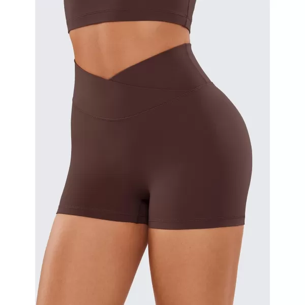 CRZ YOGA Womens Butterluxe Crossover Scrunch Butt Biker Shorts 3  5  High Waist No Front Seam Workout Yoga Booty ShortsTaupe