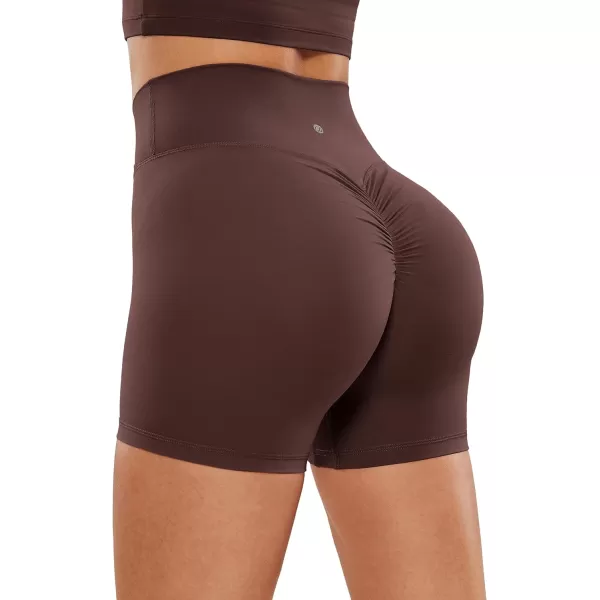 CRZ YOGA Womens Butterluxe Crossover Scrunch Butt Biker Shorts 3  5  High Waist No Front Seam Workout Yoga Booty ShortsTaupe