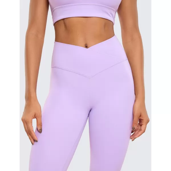 CRZ YOGA Womens Butterluxe Crossover Workout Capri Leggings 23 Inches  High Waist V Cross Crop Gym Yoga PantsElfin Purple