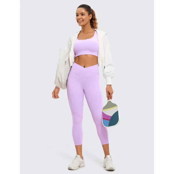 CRZ YOGA Womens Butterluxe Crossover Workout Capri Leggings 23 Inches  High Waist V Cross Crop Gym Yoga PantsElfin Purple