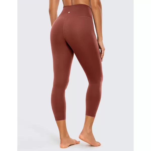 CRZ YOGA Womens Butterluxe Crossover Workout Capri Leggings 23 Inches  High Waist V Cross Crop Gym Yoga PantsJujube Brown