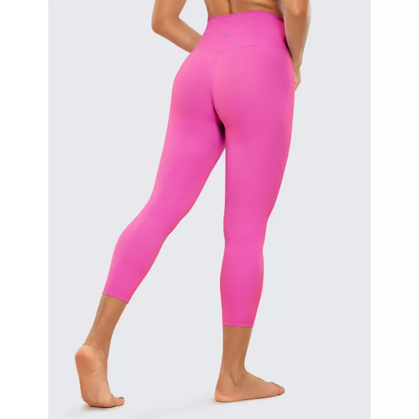 CRZ YOGA Womens Butterluxe Crossover Workout Capri Leggings 23 Inches  High Waist V Cross Crop Gym Yoga PantsNeon Light Purple