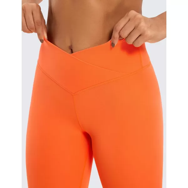 CRZ YOGA Womens Butterluxe Crossover Workout Capri Leggings 23 Inches  High Waist V Cross Crop Gym Yoga PantsNeon Orange