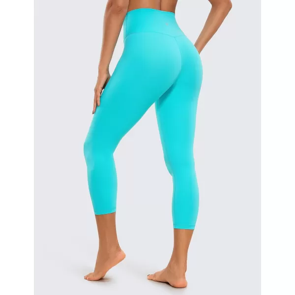 CRZ YOGA Womens Butterluxe Crossover Workout Capri Leggings 23 Inches  High Waist V Cross Crop Gym Yoga PantsNeon Spectral Blue