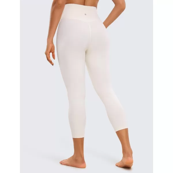 CRZ YOGA Womens Butterluxe Crossover Workout Capri Leggings 23 Inches  High Waist V Cross Crop Gym Yoga PantsWhite Apricot