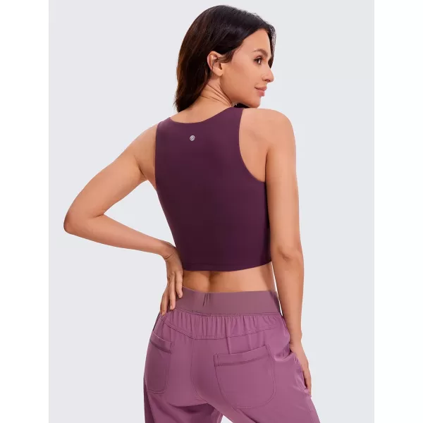 CRZ YOGA Womens Butterluxe Double Lined Cropped Tank Tops High Neck Racerback Tanks Sleeveless Casual Workout Crop TopDeep Purple