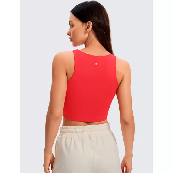 CRZ YOGA Womens Butterluxe Double Lined Cropped Tank Tops High Neck Racerback Tanks Sleeveless Casual Workout Crop TopDeep Red