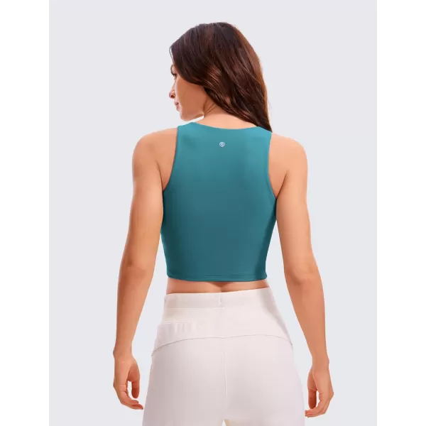 CRZ YOGA Womens Butterluxe Double Lined Cropped Tank Tops High Neck Racerback Tanks Sleeveless Casual Workout Crop TopGreen Jade