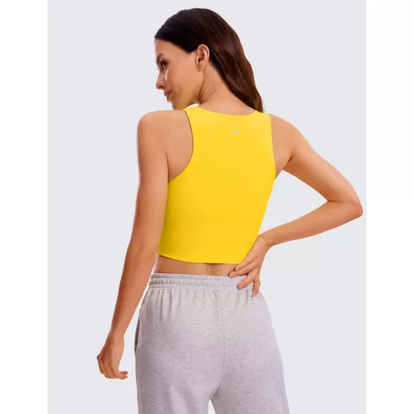 CRZ YOGA Womens Butterluxe Double Lined Cropped Tank Tops High Neck Racerback Tanks Sleeveless Casual Workout Crop TopHigh Visibility Yellow