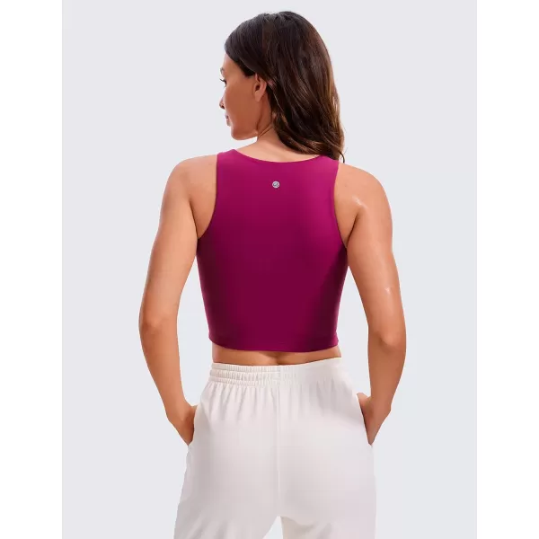 CRZ YOGA Womens Butterluxe Double Lined Cropped Tank Tops High Neck Racerback Tanks Sleeveless Casual Workout Crop TopMagenta Purple