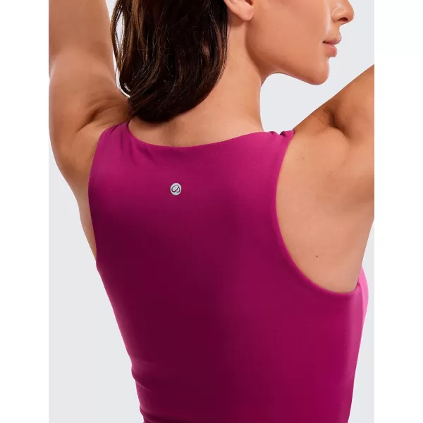 CRZ YOGA Womens Butterluxe Double Lined Cropped Tank Tops High Neck Racerback Tanks Sleeveless Casual Workout Crop TopMagenta Purple