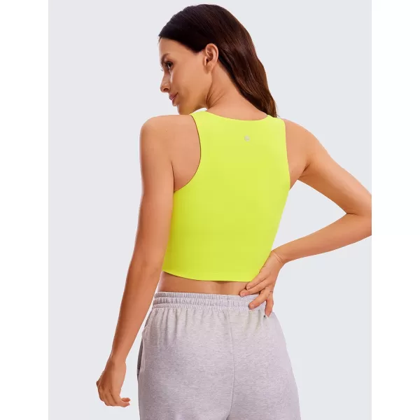 CRZ YOGA Womens Butterluxe Double Lined Cropped Tank Tops High Neck Racerback Tanks Sleeveless Casual Workout Crop TopNeon Yellow