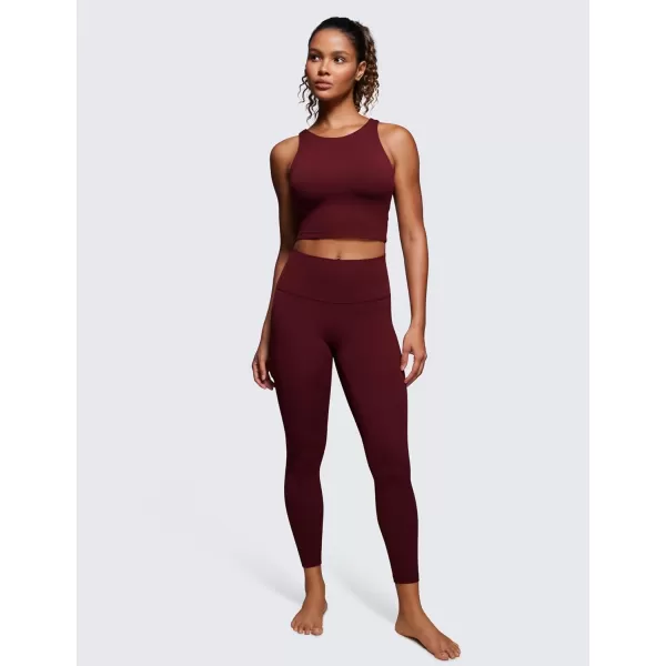 CRZ YOGA Womens Butterluxe Double Lined Cropped Tank Tops High Neck Racerback Tanks Sleeveless Casual Workout Crop TopRed Merlot