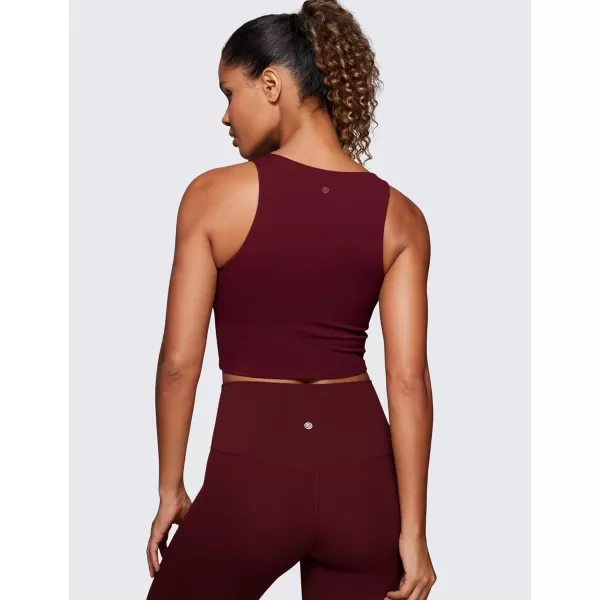 CRZ YOGA Womens Butterluxe Double Lined Cropped Tank Tops High Neck Racerback Tanks Sleeveless Casual Workout Crop TopRed Merlot