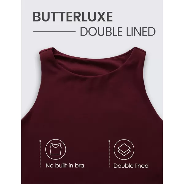 CRZ YOGA Womens Butterluxe Double Lined Cropped Tank Tops High Neck Racerback Tanks Sleeveless Casual Workout Crop TopRed Merlot