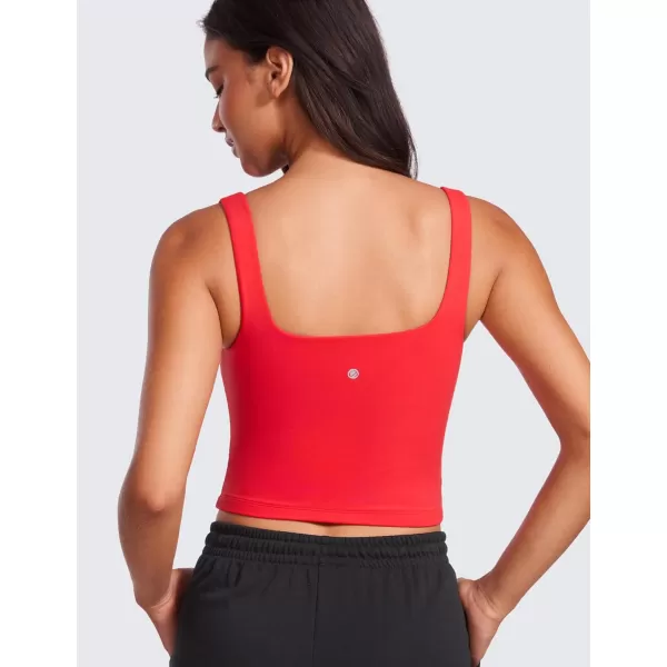 CRZ YOGA Womens Butterluxe Double Lined Square Neck Tank Tops Sleeveless Workout Yoga Tight Shirts Fitted Casual Crop TanksDeep Red