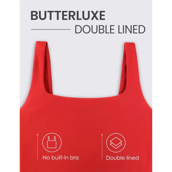 CRZ YOGA Womens Butterluxe Double Lined Square Neck Tank Tops Sleeveless Workout Yoga Tight Shirts Fitted Casual Crop TanksDeep Red