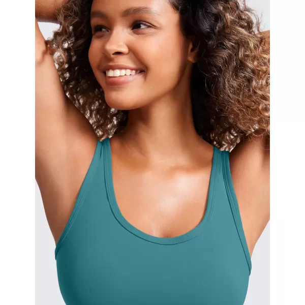 CRZ YOGA Womens Butterluxe Double Lined Tank Tops Scoop Neck Racerback Workout Tanks Sleeveless Casual Cropped TopGreen Jade