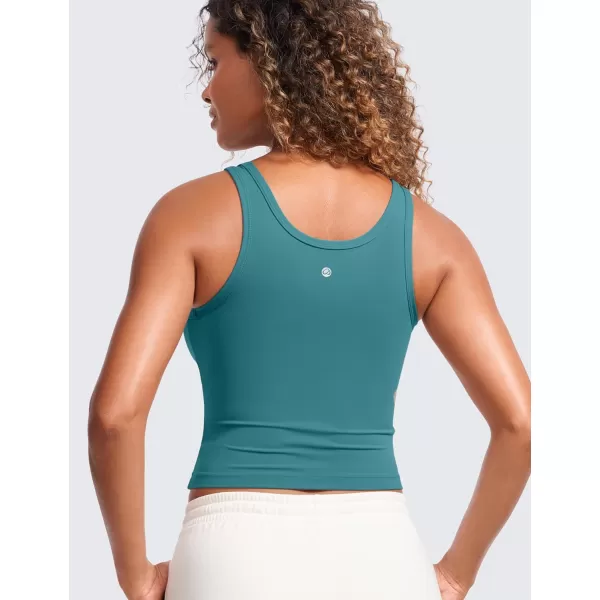 CRZ YOGA Womens Butterluxe Double Lined Tank Tops Scoop Neck Racerback Workout Tanks Sleeveless Casual Cropped TopGreen Jade